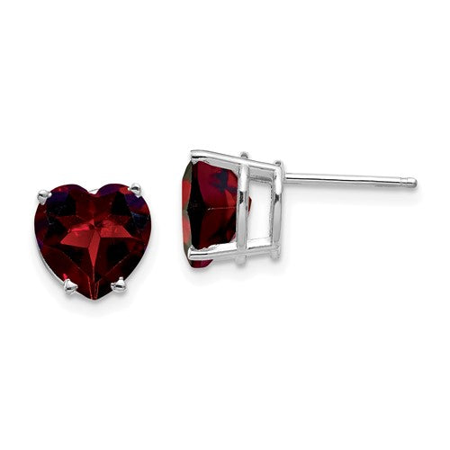 14k-white-gold-8mm-heart-garnet-earring-SolomonJeweler-Wichita-KS-CustomJewelry