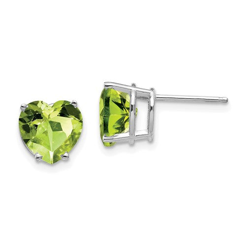 14k-white-gold-8mm-heart-peridot-earring-SolomonJeweler-Wichita-KS-CustomJewelry