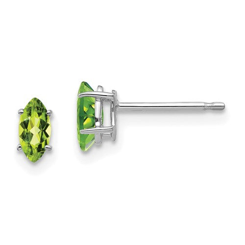 14k-white-gold-6x3mm-marquise-peridot-earring-SolomonJeweler-Wichita-KS-CustomJewelry