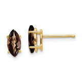 14k-8x4-marquise-checker-cut-smoky-quartz-earring-SolomonJeweler-Wichita-KS-CustomJewelry