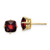 14k-7x7mm-cushion-garnet-checker-earring-SolomonJeweler-Wichita-KS-CustomJewelry