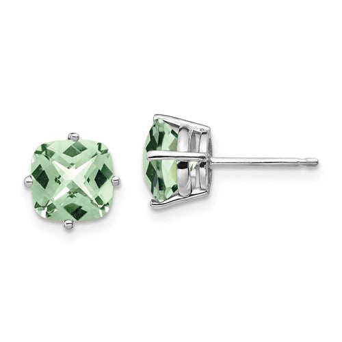 14kw-7mm-cushion-checker-cut-green-quartz-earring-SolomonJeweler-Wichita-KS-CustomJewelry