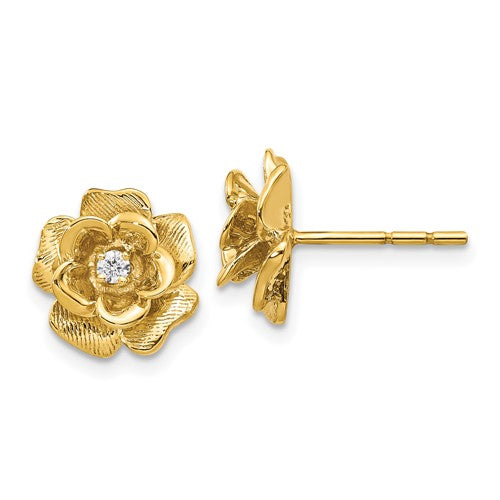 14k-gold-aa-diamond-flower-post-earrings-SolomonJeweler-Wichita-KS-CustomJewelry