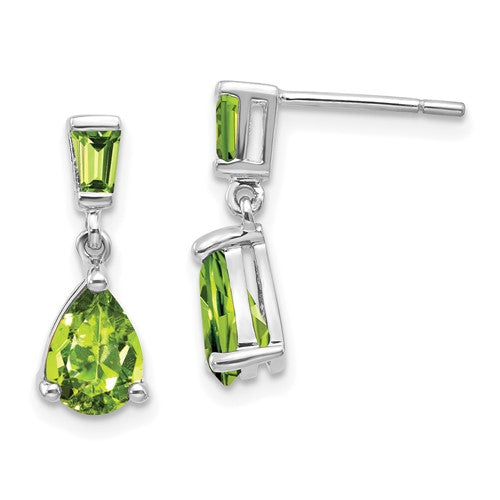 14k-white-gold-peridot-dangle-post-earrings-SolomonJeweler-Wichita-KS-CustomJewelry