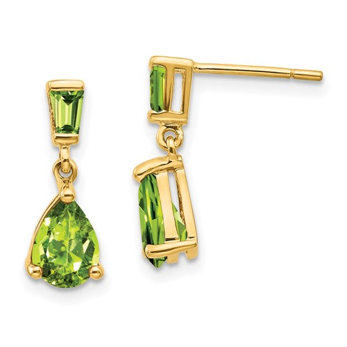 14k-gold-peridot-dangle-post-earrings-SolomonJeweler-Wichita-KS-CustomJewelry
