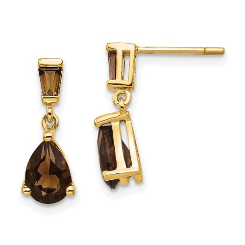 14k-gold-smoky-quartz-post-earrings-SolomonJeweler-Wichita-KS-CustomJewelry
