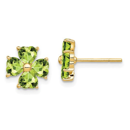 14k-heart-shaped-peridot-flower-post-earrings-SolomonJeweler-Wichita-KS-CustomJewelry