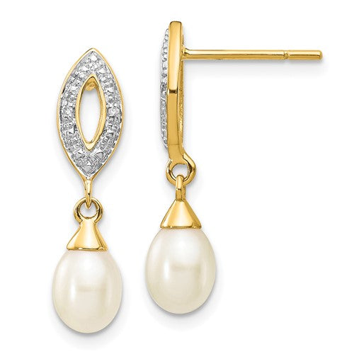 14k-7x5mm-white-teardrop-fwc-pearl-01ct-diamond-dangle-earrings-SolomonJeweler-Wichita-KS-CustomJewelry