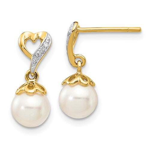 14k-6-7mm-round-fwc-pearl-01ct-heart-diamond-dangle-earrings-SolomonJeweler-Wichita-KS-CustomJewelry