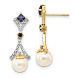 14k-7-8mm-fwc-pearl-created-sapphire-diamond-dangle-post-earrings-SolomonJeweler-Wichita-KS-CustomJewelry