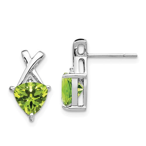 14k-white-gold-peridot-and-white-topaz-trillion-post-earrings-SolomonJeweler-Wichita-KS-CustomJewelry