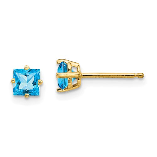 14k-4mm-princess-cut-blue-topaz-earrings-SolomonJeweler-Wichita-KS-CustomJewelry