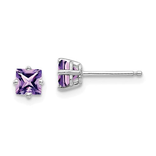 14k-white-gold-4mm-princess-cut-amethyst-earrings-SolomonJeweler-Wichita-KS-CustomJewelry