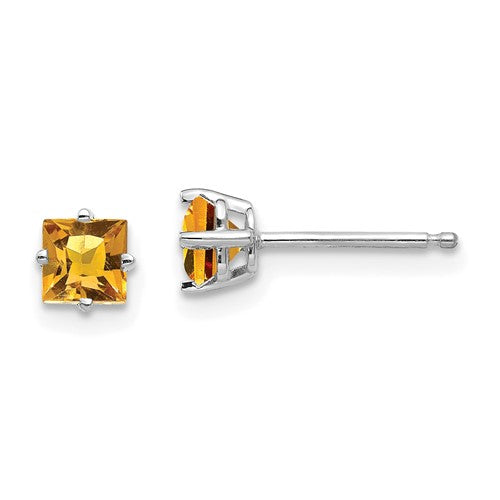 14k-white-gold-4mm-princess-cut-citrine-earrings-SolomonJeweler-Wichita-KS-CustomJewelry