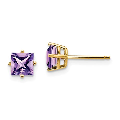 14k-5mm-princess-cut-amethyst-earrings-SolomonJeweler-Wichita-KS-CustomJewelry