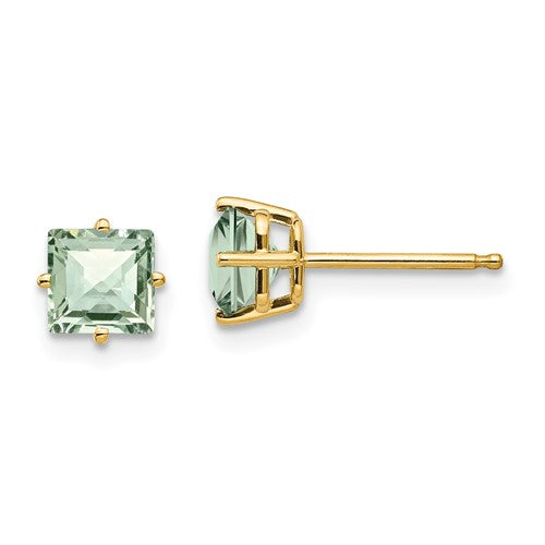 14k-5mm-square-checker-cut-green-quartz-earrings-SolomonJeweler-Wichita-KS-CustomJewelry
