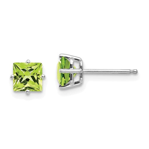 14k-white-gold-5mm-square-step-cut-peridot-earrings-SolomonJeweler-Wichita-KS-CustomJewelry