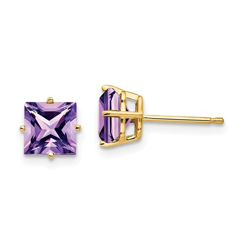 14k-6mm-princess-cut-amethyst-earrings-SolomonJeweler-Wichita-KS-CustomJewelry