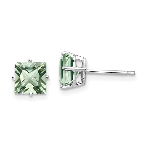 14kw-6mm-square-green-quartz-earrings-SolomonJeweler-Wichita-KS-CustomJewelry