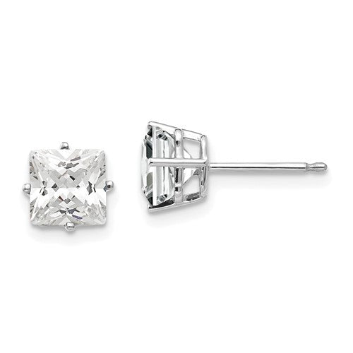 14k-white-gold-6mm-princess-cut-cubic-zirconia-earrings-SolomonJeweler-Wichita-KS-CustomJewelry