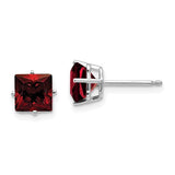 14k-white-gold-6mm-princess-cut-garnet-earrings-SolomonJeweler-Wichita-KS-CustomJewelry