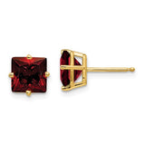 14k-7mm-princess-cut-garnet-earrings-SolomonJeweler-Wichita-KS-CustomJewelry
