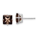14kw-7mm-square-smoky-quartz-earrings-SolomonJeweler-Wichita-KS-CustomJewelry