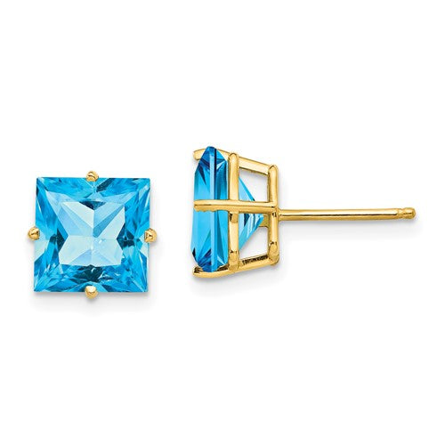 14k-8mm-square-step-cut-blue-topaz-earrings-SolomonJeweler-Wichita-KS-CustomJewelry
