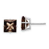 14kw-princess-4-prong-8-0mm-smoky-quartz-earrings-SolomonJeweler-Wichita-KS-CustomJewelry