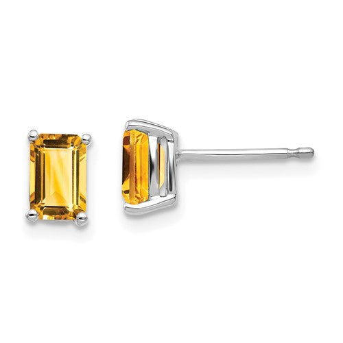 14k-white-gold-6x4mm-emerald-cut-citrine-earrings-SolomonJeweler-Wichita-KS-CustomJewelry