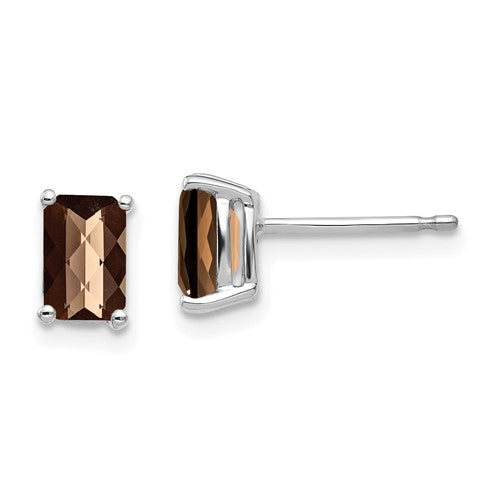 14kw-6x4mm-octagon-checker-cut-smoky-quartz-earrings-SolomonJeweler-Wichita-KS-CustomJewelry