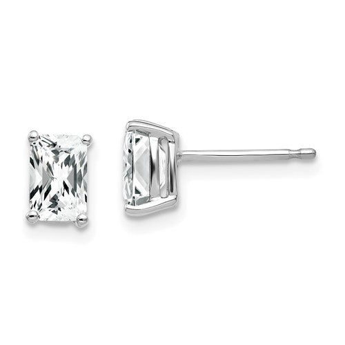 14k-white-gold-6x4mm-radiant-cut-cubic-zirconia-earrings-SolomonJeweler-Wichita-KS-CustomJewelry