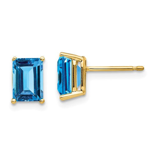 14k-7x5mm-emerald-cut-blue-topaz-earrings-SolomonJeweler-Wichita-KS-CustomJewelry