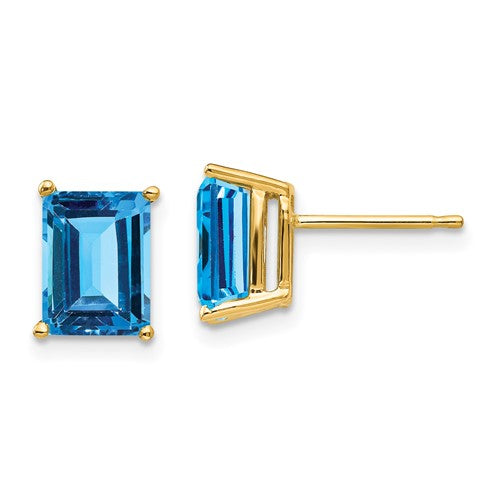 14k-8x6mm-emerald-cut-blue-topaz-earrings-SolomonJeweler-Wichita-KS-CustomJewelry