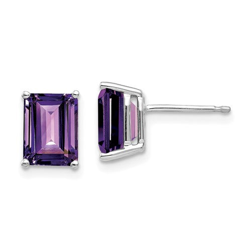 14k-white-gold-8x6mm-emerald-cut-amethyst-earrings-SolomonJeweler-Wichita-KS-CustomJewelry