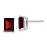 14k-white-gold-8x6mm-emerald-cut-garnet-earring-SolomonJeweler-Wichita-KS-CustomJewelry