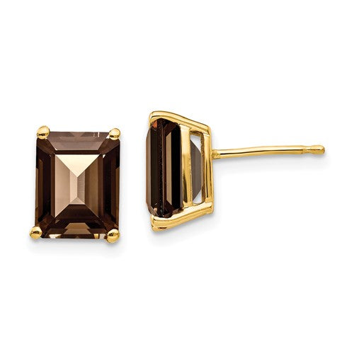 14k-9x7-emerald-smoky-quartz-earrings-SolomonJeweler-Wichita-KS-CustomJewelry