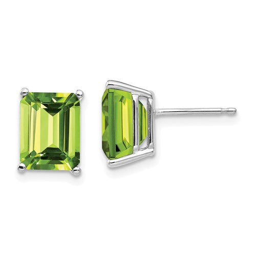 14k-white-gold-9x7mm-emerald-cut-peridot-earrings-SolomonJeweler-Wichita-KS-CustomJewelry