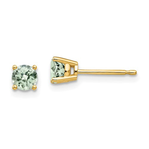 14k-4mm-round-checker-cut-green-quartz-earrings-SolomonJeweler-Wichita-KS-CustomJewelry