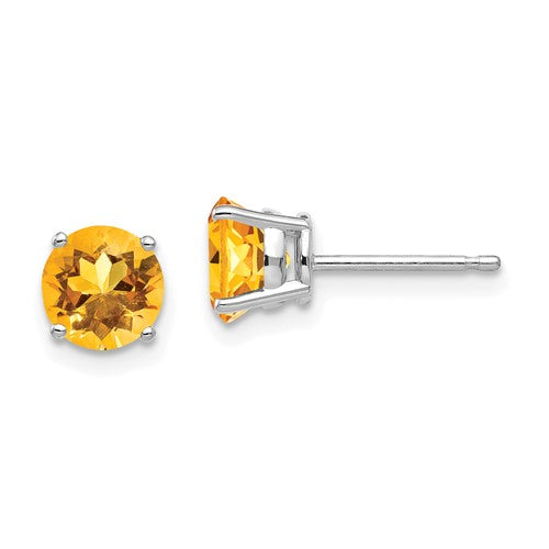 14k-white-gold-6mm-citrine-earrings-SolomonJeweler-Wichita-KS-CustomJewelry