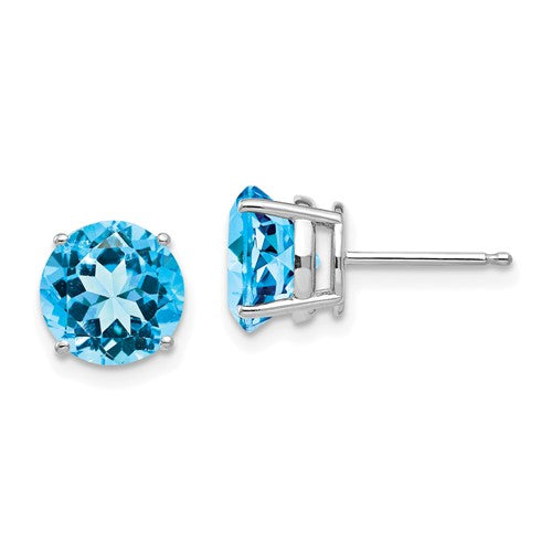14k-white-gold-8mm-blue-topaz-earrings-SolomonJeweler-Wichita-KS-CustomJewelry