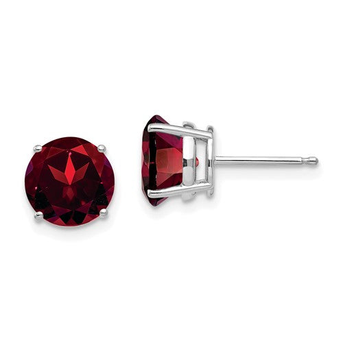 14k-white-gold-8mm-garnet-earrings-SolomonJeweler-Wichita-KS-CustomJewelry