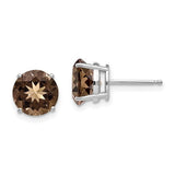 14kw-8mm-round-smoky-quartz-earrings-SolomonJeweler-Wichita-KS-CustomJewelry