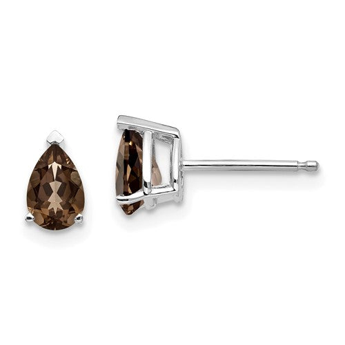 14kw-6x4-pear-smoky-quartz-earrings-SolomonJeweler-Wichita-KS-CustomJewelry
