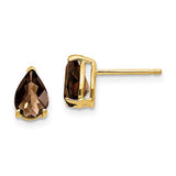 14k-7x5-pear-checker-cut-smoky-quartz-earrings-SolomonJeweler-Wichita-KS-CustomJewelry