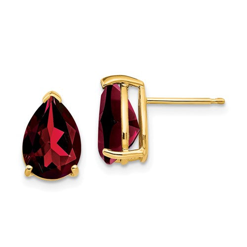 14k-garnet-pear-stud-earrings-SolomonJeweler-Wichita-KS-CustomJewelry