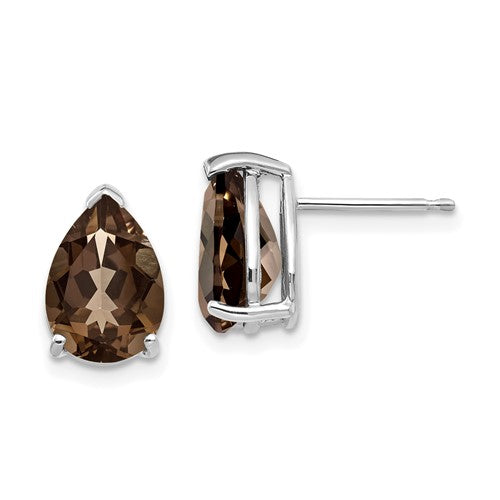 14kw-10x7-pear-smoky-quartz-earrings-SolomonJeweler-Wichita-KS-CustomJewelry
