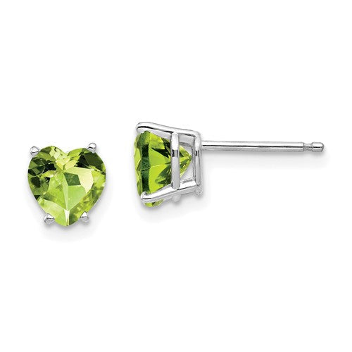 14k-white-gold-6mm-heart-peridot-earrings-SolomonJeweler-Wichita-KS-CustomJewelry