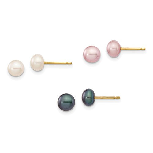 14k-5-6mm-button-freshwater-cultured-pearl-boxed-3-pair-post-earrings-set-SolomonJeweler-Wichita-KS-CustomJewelry