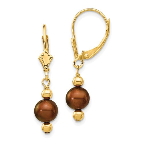 14k-5-6mm-semi-round-brown-fw-cultured-pearl-leverback-earrings-SolomonJeweler-Wichita-KS-CustomJewelry